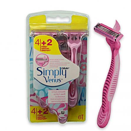 Gillette venus rasoio simply 3 pz 4 + 2 gratis