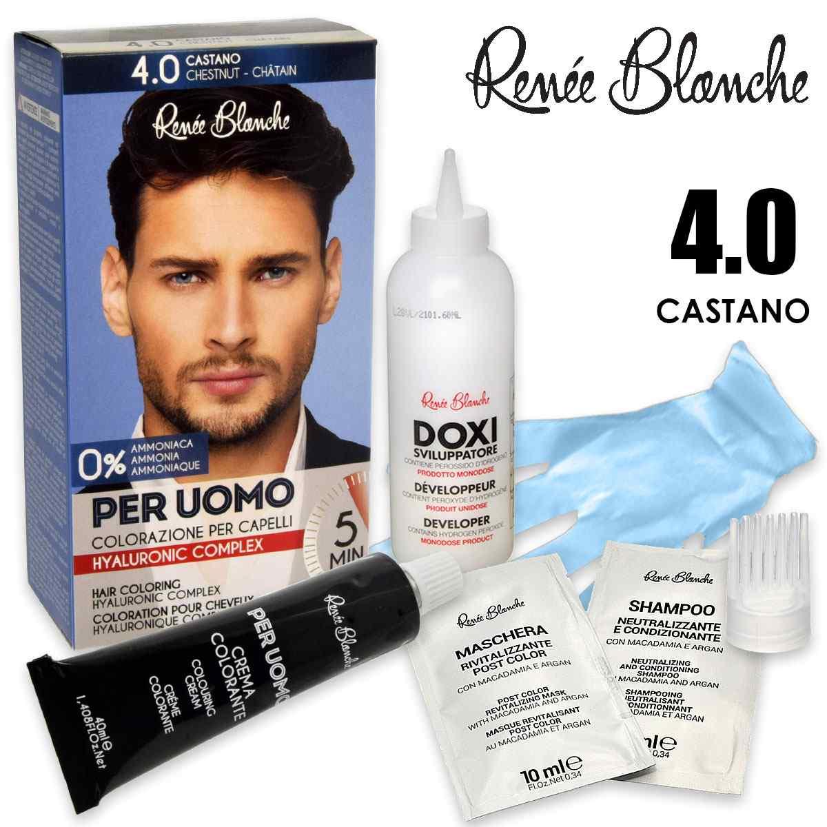 Renee blanche uomo crema colorante 4.0 castano