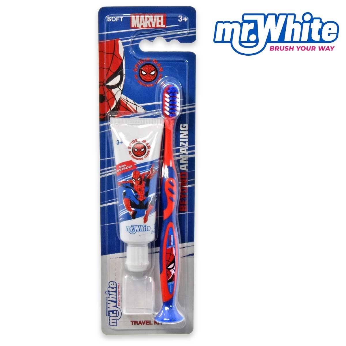 Spiderman spazzolino 2d c/cappuccio + dentifricio