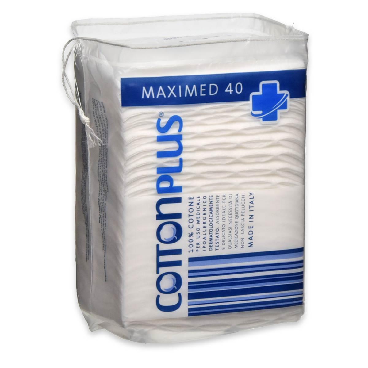 COTTON PLUS MAXIMED 40 PEZZI 100% COTONE IDROFILO USO MEDICALE 7 X 8 CM<br />
