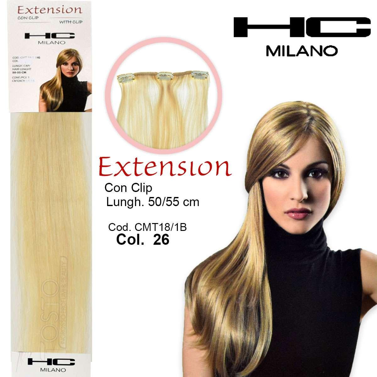 Hc milano extension 3 clip no remy largh.14-16cm lungh.50cm col.26 biondo ultrachiaro 11,0