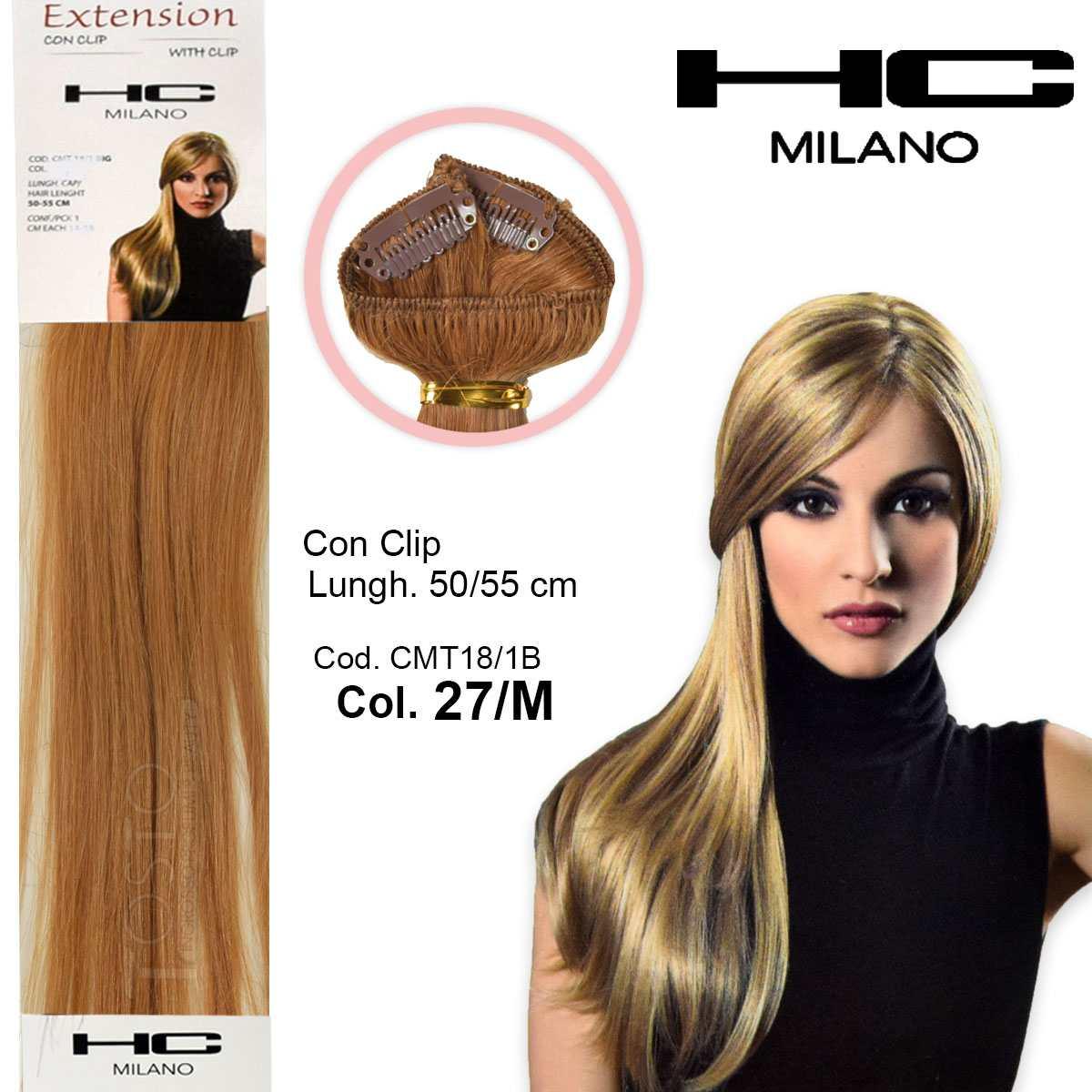 Hc milano extension 3 clip no remy largh.14-16cm lungh.50cm col.27m biondo chiaro dorato 8,3