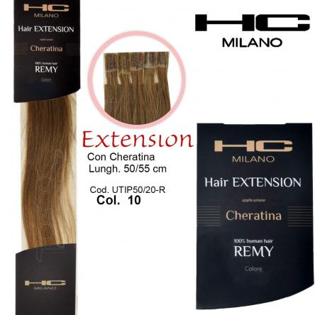Hc milano extension cheratina remy 50/55 cm 20 pz col.10 biondo chiarissimo