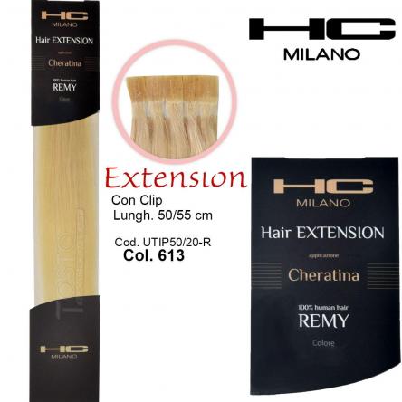 Hc milano extension cheratina remy 50/55 cm 20 pz col.613 biondo extra chiaro 10,0
