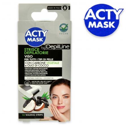 Depil line strisce depilatorie viso c/carbone 10 pz.