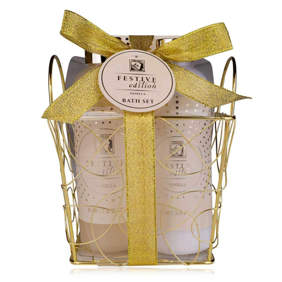 Set bagno festive cestino metallo