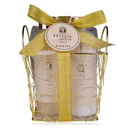 Set bagno festive cestino metallo