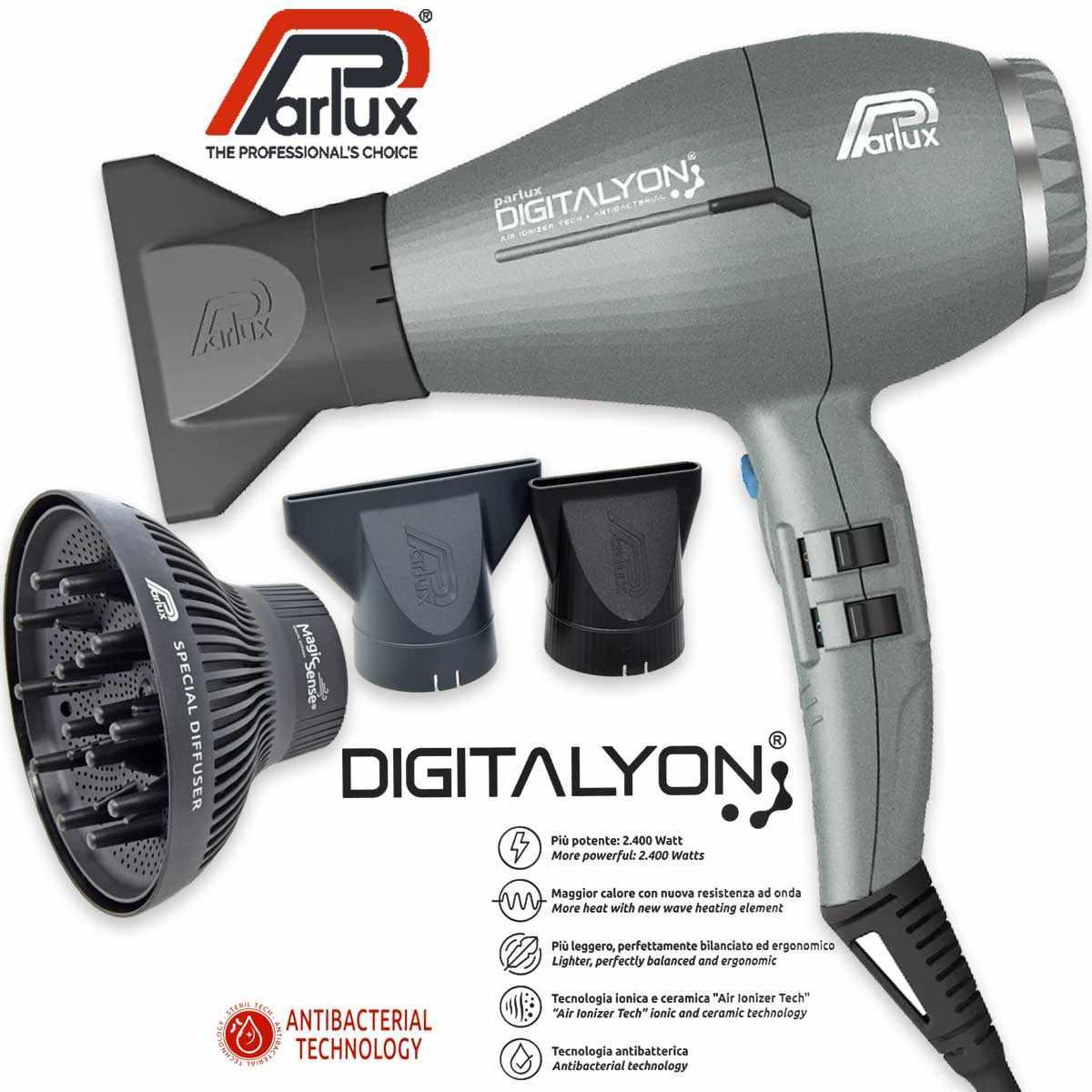 Parlux digitalyon grigio glitter + diffusore magic sense