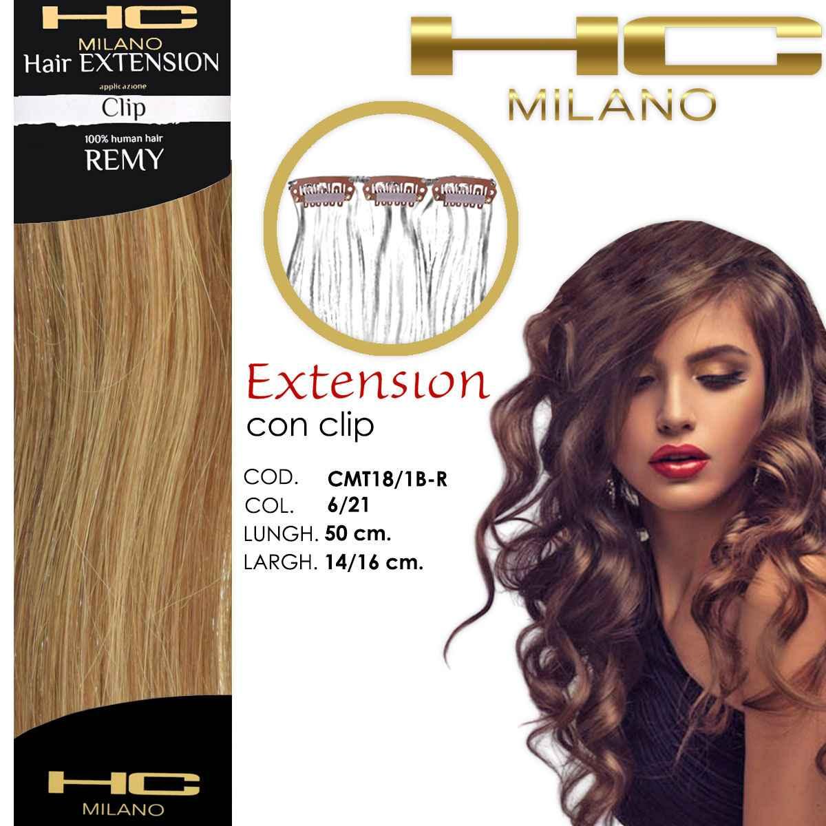 Hc milano extension 3 clip remy largh.14-16cm lungh.50cm col.6/21 mesciat0 biondo scuro dorato/biondo chiarissimo luminoso 6,3/9,32