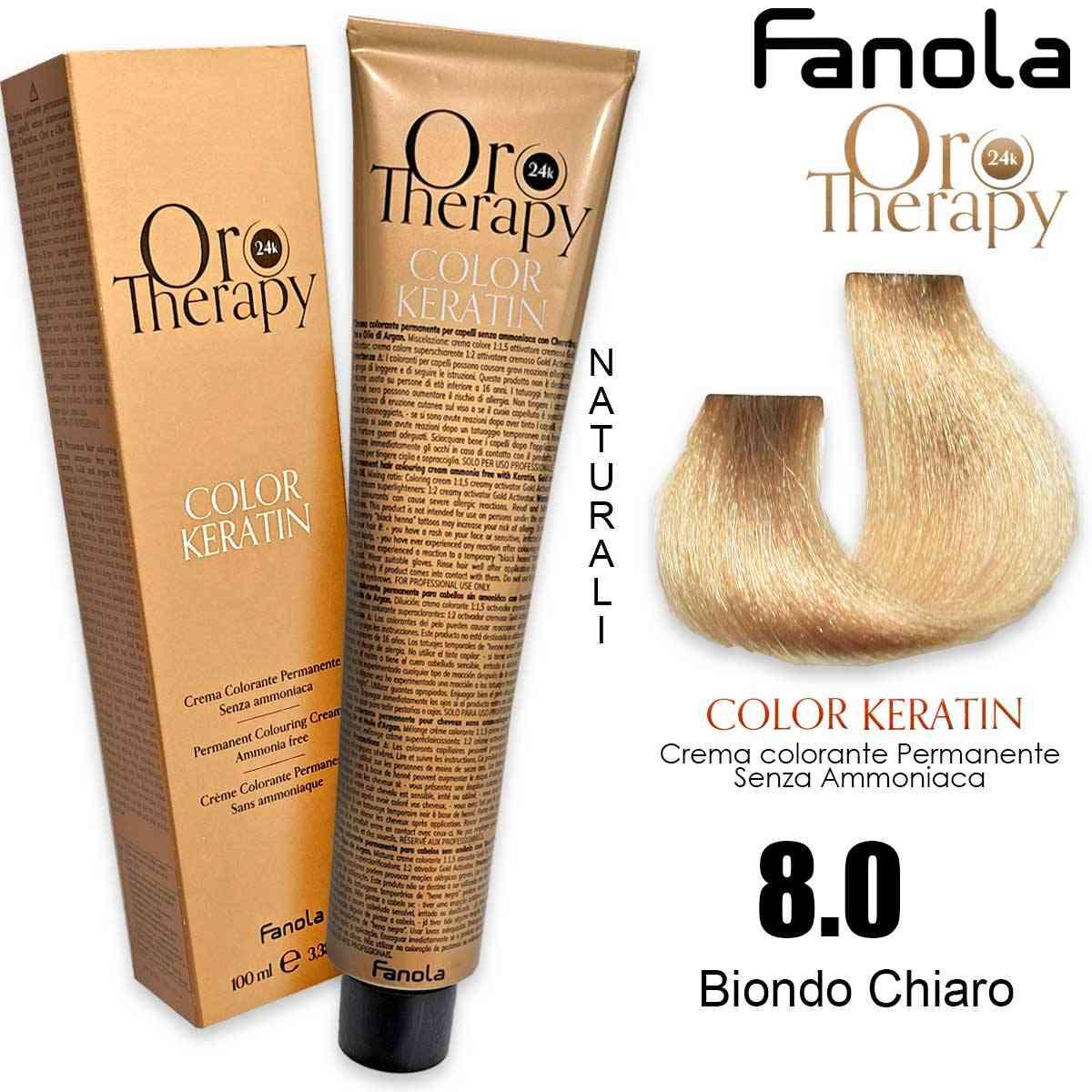 Fanola oro therapy color keratin 100 ml 8.0