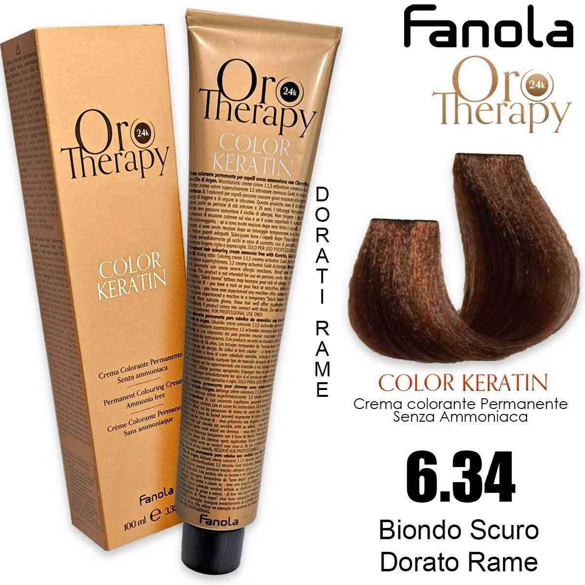 Fanola oro therapy color keratin 100 ml 6.34
