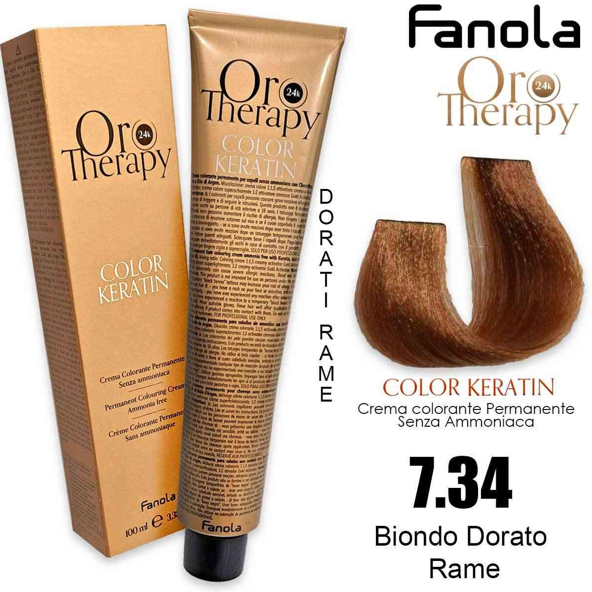 Fanola oro therapy color keratin 100 ml 7.34