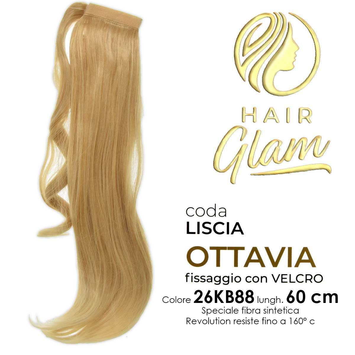 CODA HAIR GLAM OTTAVIA C/VELCRO FIBRA REVOLUTION Lung. 60 cm