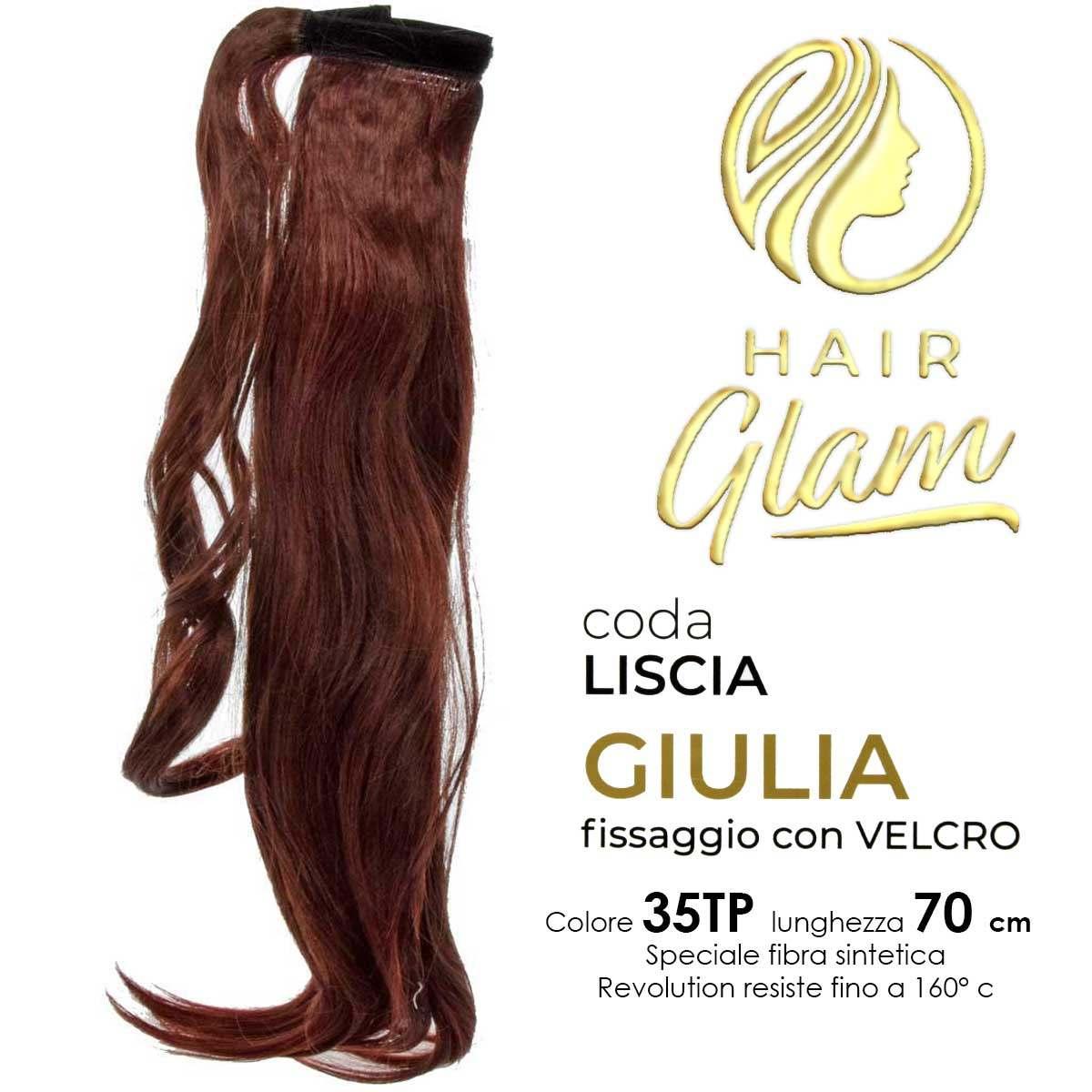 CODA HAIR GLAM GIULIA  C/VELCRO FIBRA REVOLUTION 70cm