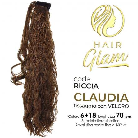 CODA HAIR GLAM CLAUDIA RICCIA C/VELCRO  FIBRA REVOLUTION 70cm