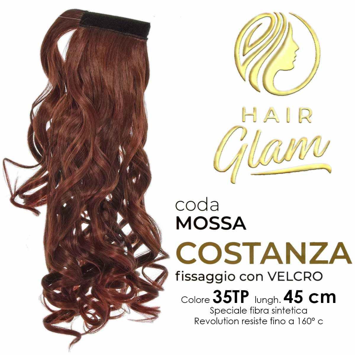 CODA HAIR GLAM COSTANZA MOSSA C/VELCRO FIBRA REVOLUTION Lung. 45cm