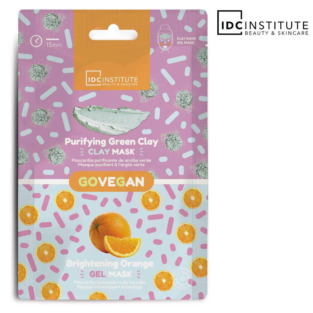 Idc skincare essentials duo mask green clay+orange