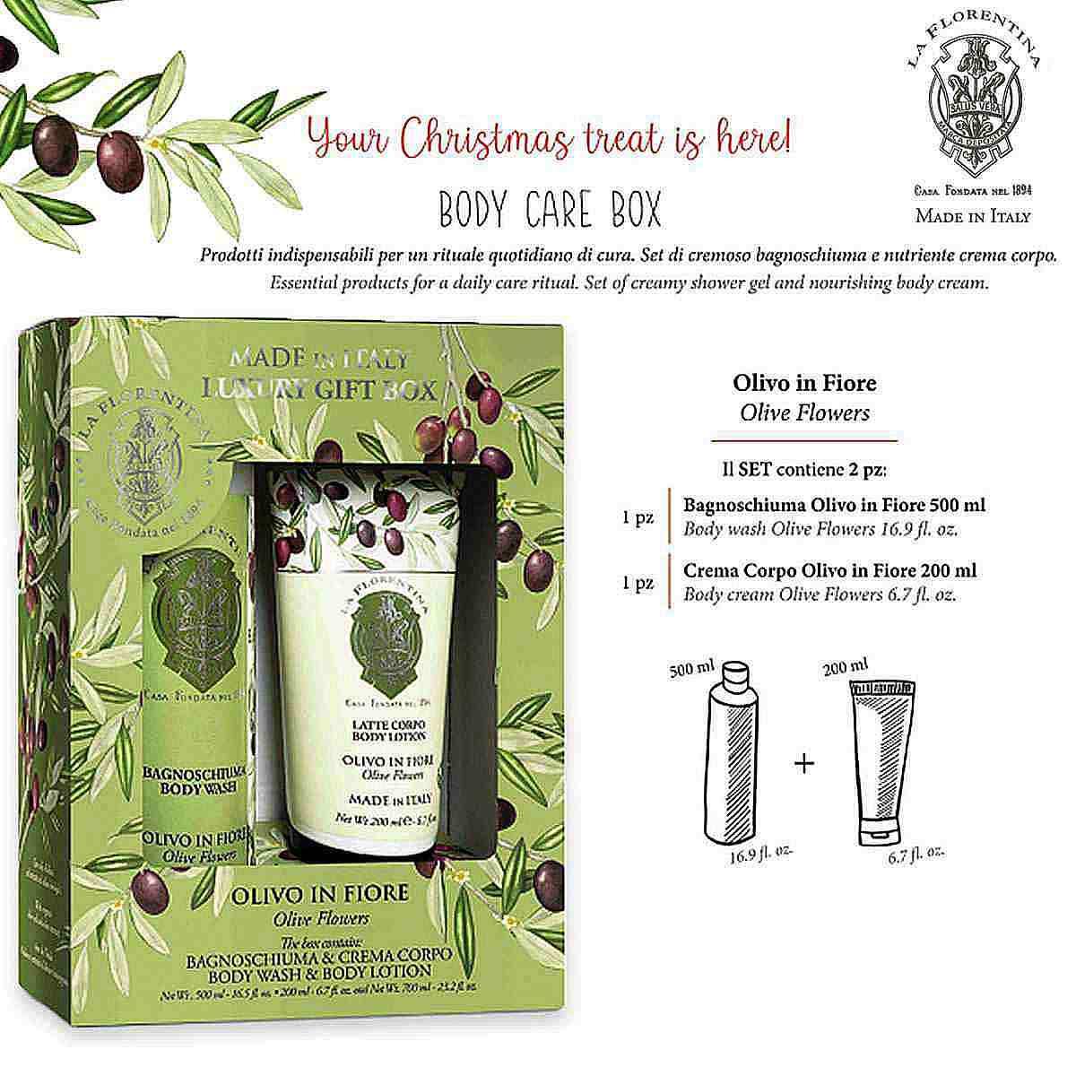 La florentina gift set bathfoam 500 ml +  200ml corpo olivo in fiore