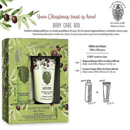 La florentina gift set bathfoam 500 ml +  200ml corpo olivo in fiore