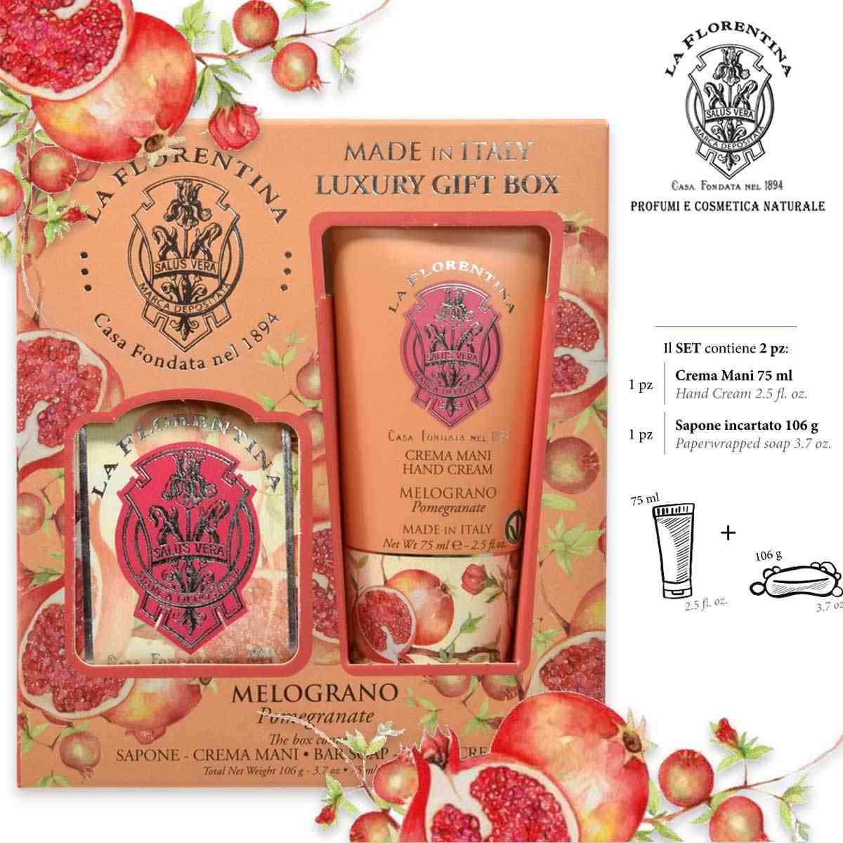 La florentina gift set small bl 75ml hc106g soap melograno