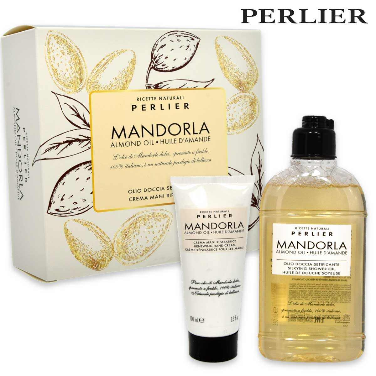 Perlier cofanetto olio doccia setificante & crema mani mandorla