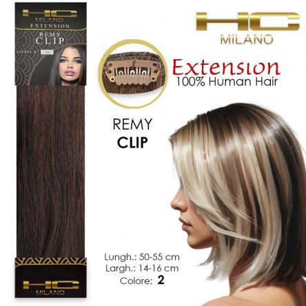 Hc milano capelli naturali 3 clip 1 striscia remy largh.14-16cm lungh.55cm col.2