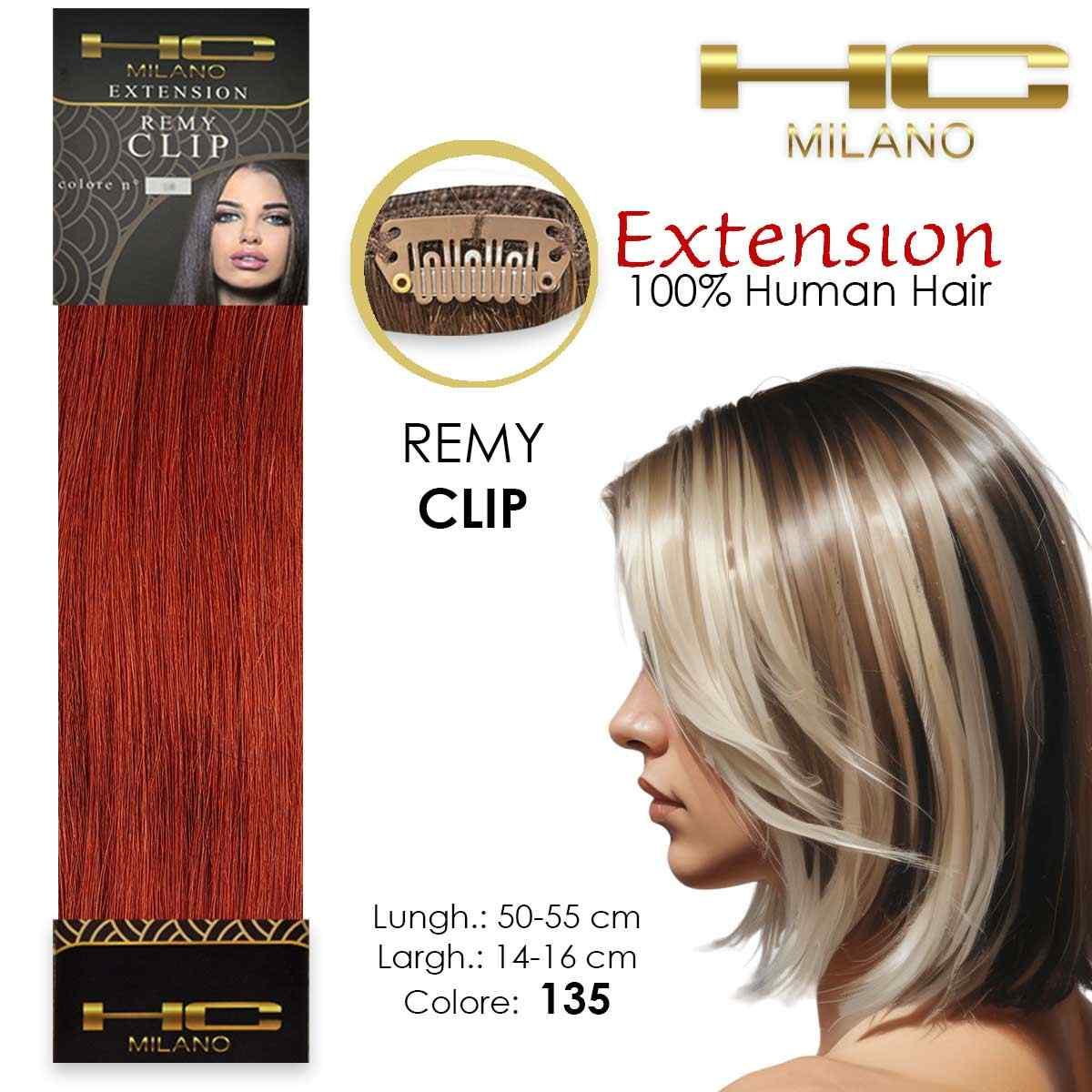 Hc milano capelli naturali 3 clip 1 striscia remy largh.14-16cm lungh.55cm col.135