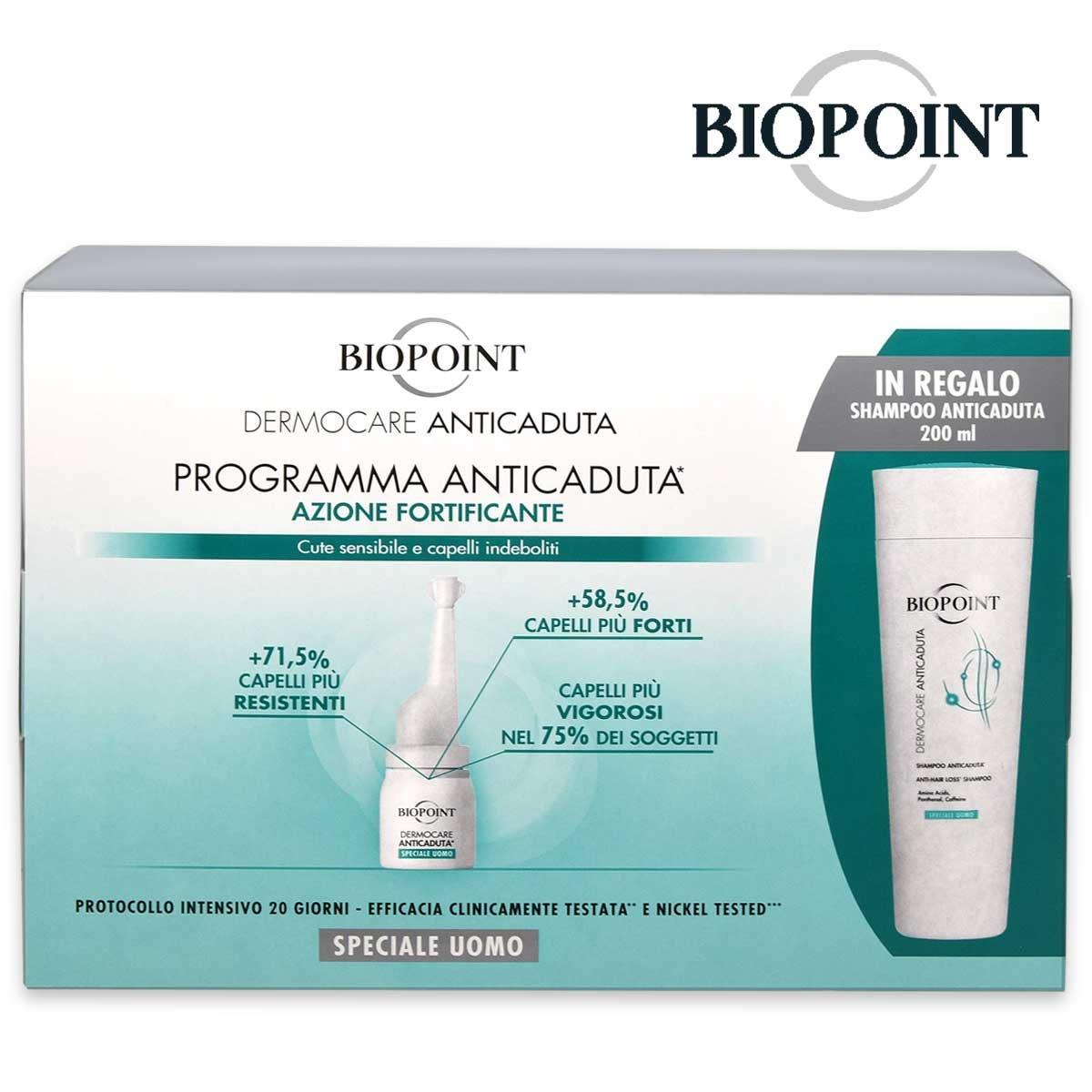 Biopoint kit programma anticaduta uomo 20 fiale da 6 ml + shampoo omaggio 200 ml