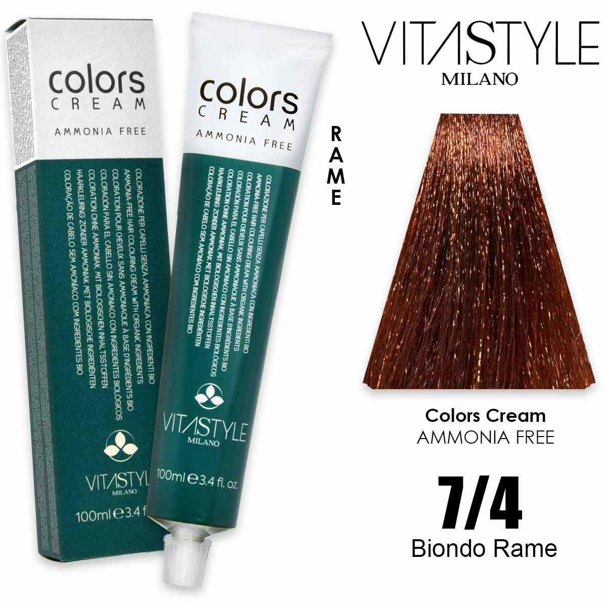 Vitastyle colors cream senza ammoniaca 100 ml 7.4
