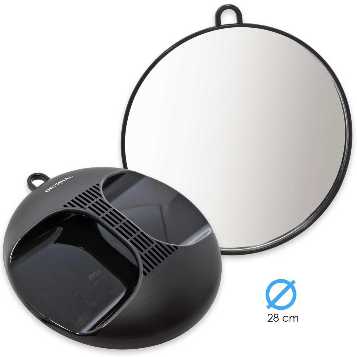 Obb hand held mirror luna round black 28 cm