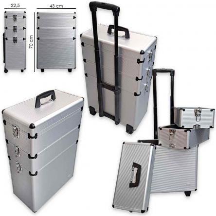 Obb trolley case alluminio 3 storage levels 70 x 43 x 22,5 cm