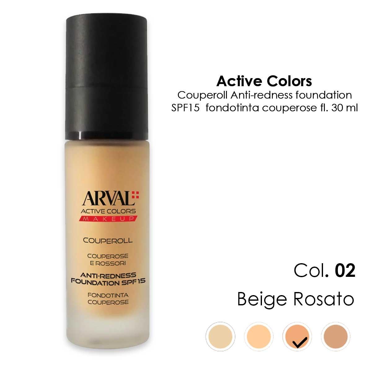 ARVAL COUPEROLL-anti redness foundation spf15 n 02-fondotinta couperose e rossori beigie rosato -fl 30ml