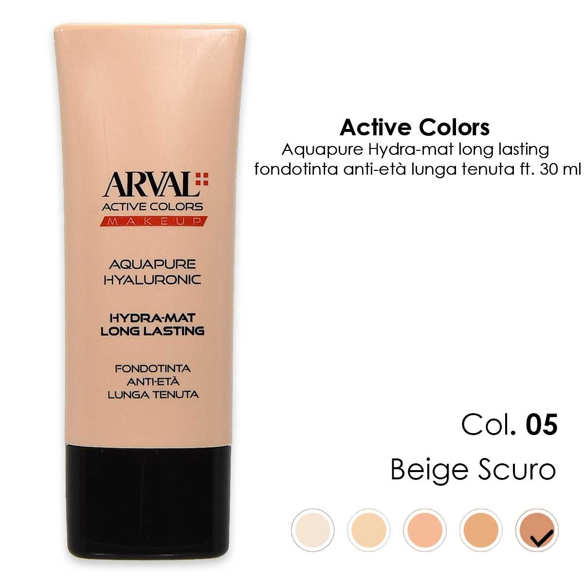 ARVAL AQUAPURE Hyaluronic - Hydra-mat long lasting n. 05 - beige scurofondotinta anti-età lunga tenuta  ft 30ml