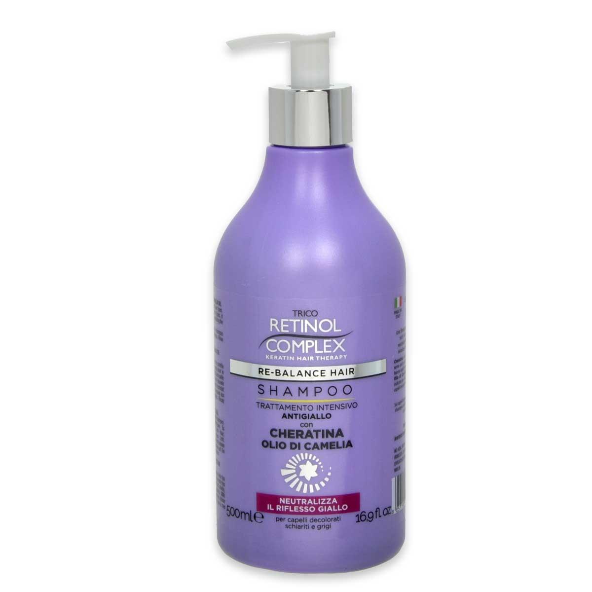 Keratin complex shampoo 500 ml intensivo antigiallo cheratina & olio di camelia
