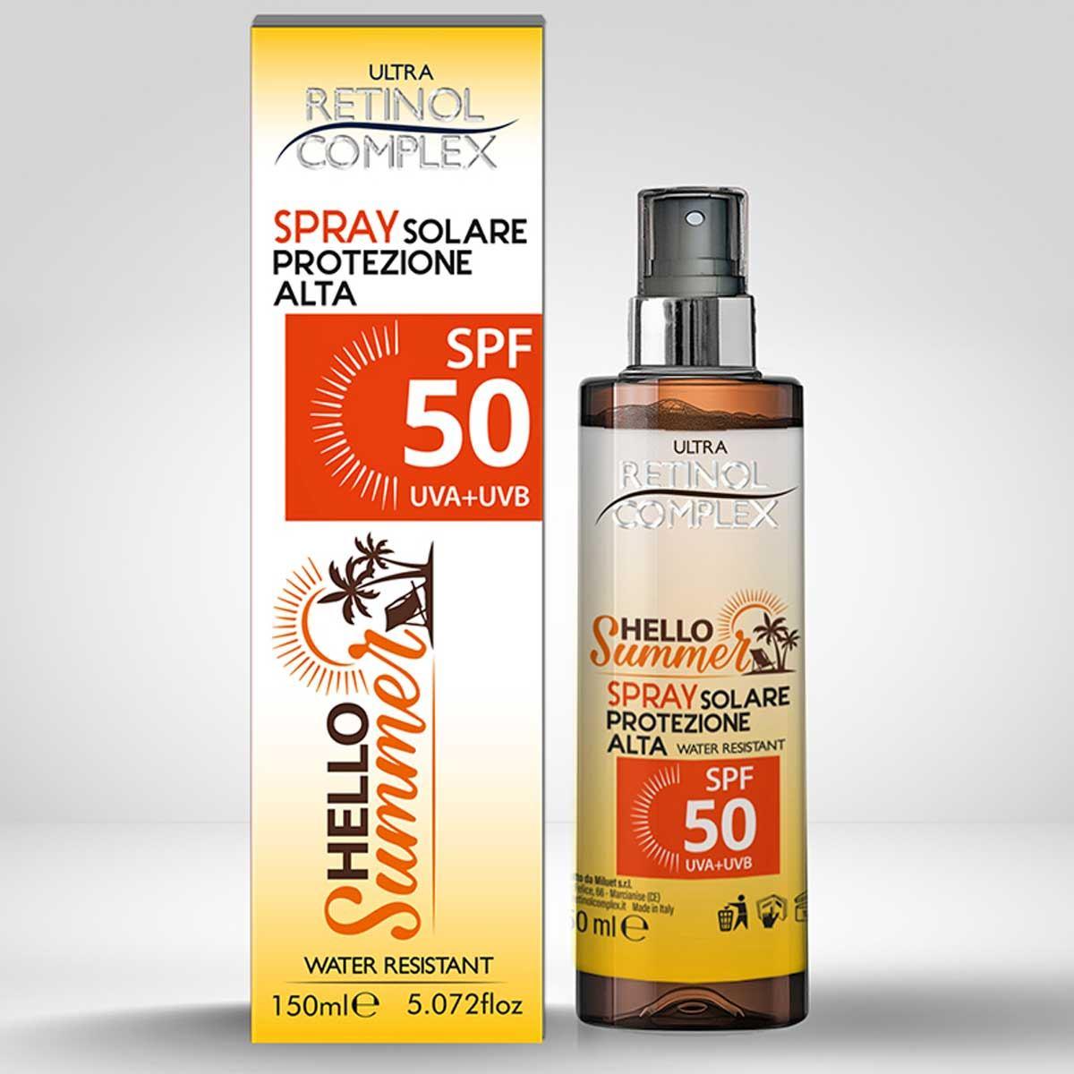 Retinol complex hello summer spray solare protezione alta spf 50 150 ml