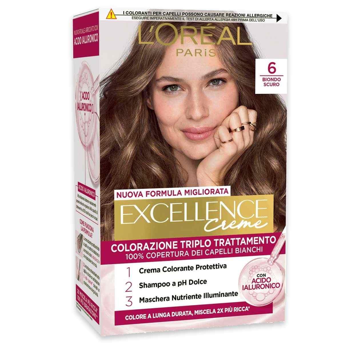 L'oreal colorazione triplo trattamento excellence n° 6 biondo scuro