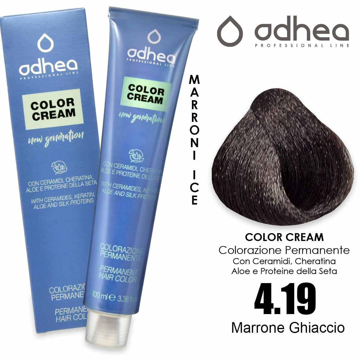 Odhea color cream con ammoniaca 100 ml - 4.19 marrone ghiaccio