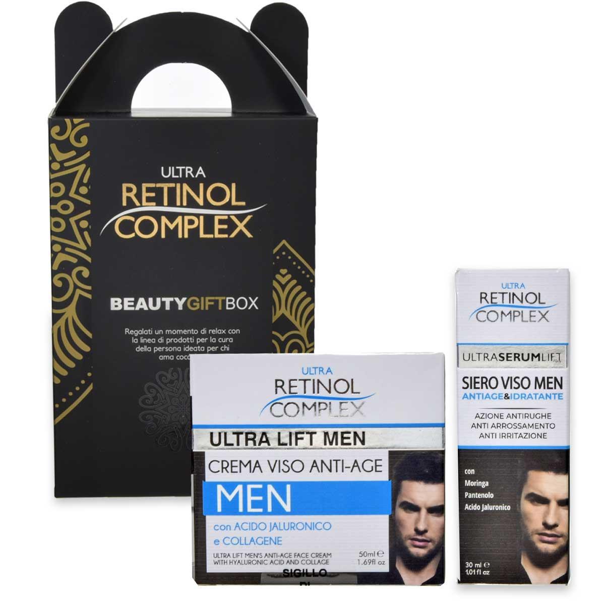 Retinol complex face box men crema viso anti-age 50 ml + siero viso men 30 ml