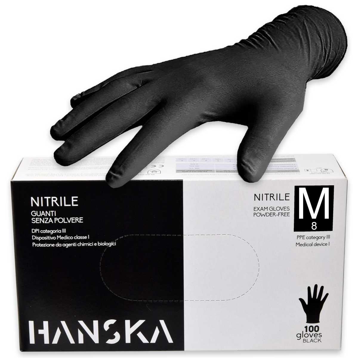 Guanti in nitrile 100 pz nero senza polvere m