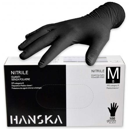 Guanti in nitrile 100 pz nero senza polvere m