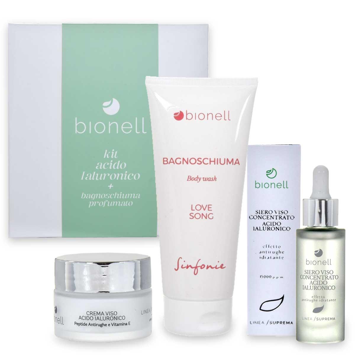 Bionell kit ialuronico  (crema suprema a.i. + siero a.i.) + bagnoschiuma pr.200 ml