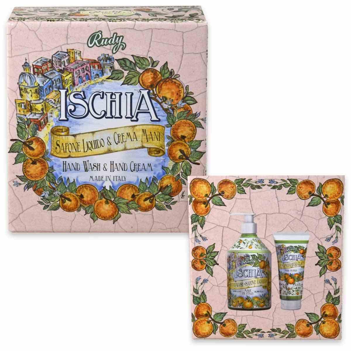 Rudy maioliche set ischia sapone liquido 500 ml + crema mani 100 ml