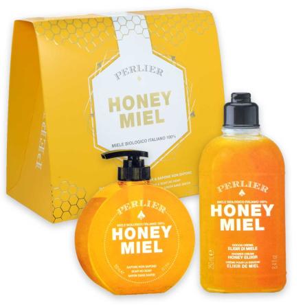 Perlier coffret miele doccia sapone liquido 300 ml + doccia crema 250 ml