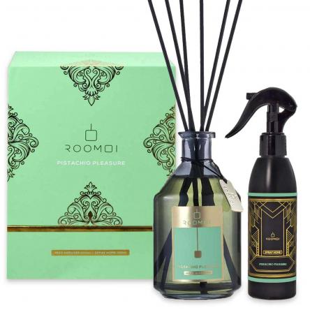 Coffret roomoi pistachio pleasure 500ml + spray 200 ml + sticks