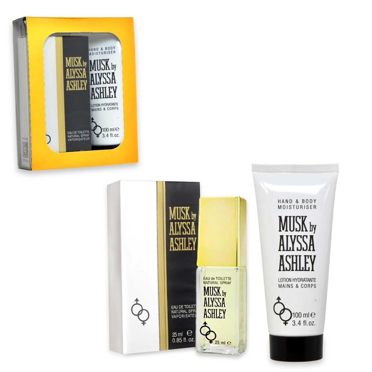 Alyssa ashley musk pvc box + gold sleeve edt 25 ml+ h & b lotion 100 ml
