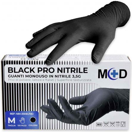 Guanti in nitrile 3,5 gr 100 pz nero senza polvere m