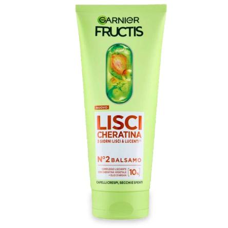 Garnier fructis balsamo lisci cheratina n°2 capelli crespi secchi e spenti tubo 200 ml