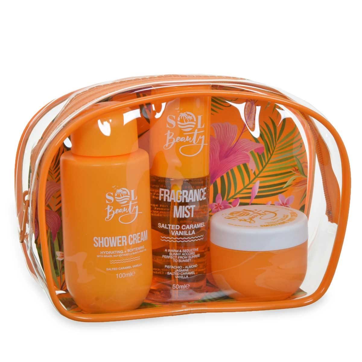 Sol beauty coffret bag set 3 pezzi caramello salato & vaniglia