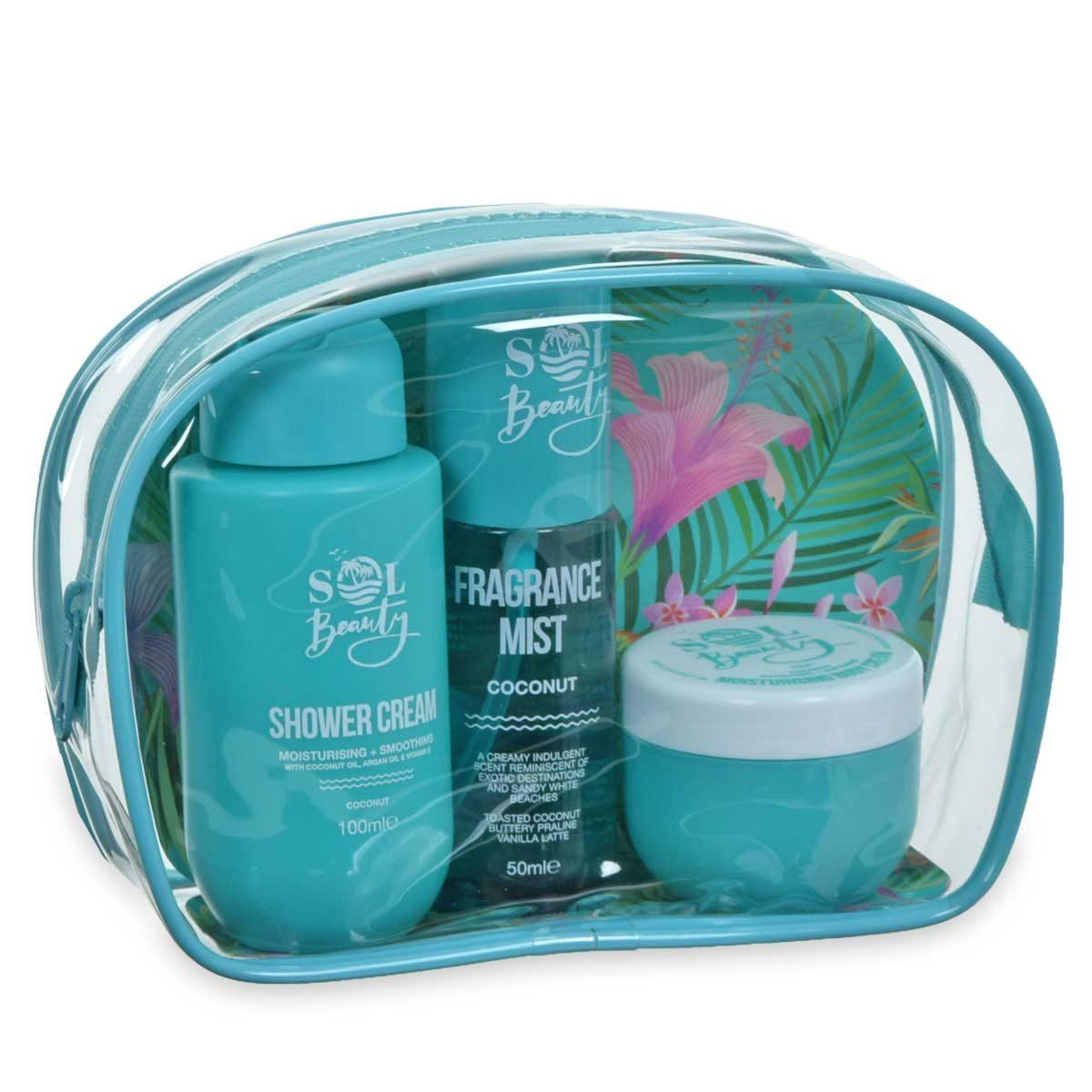 Sol beauty coffret bag set 3 pezzi cocco