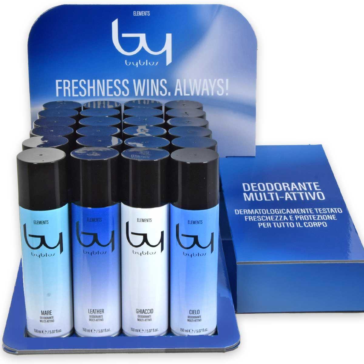Byblos espositore da banco deodoranti 150 ml 2026 - by byblos elements